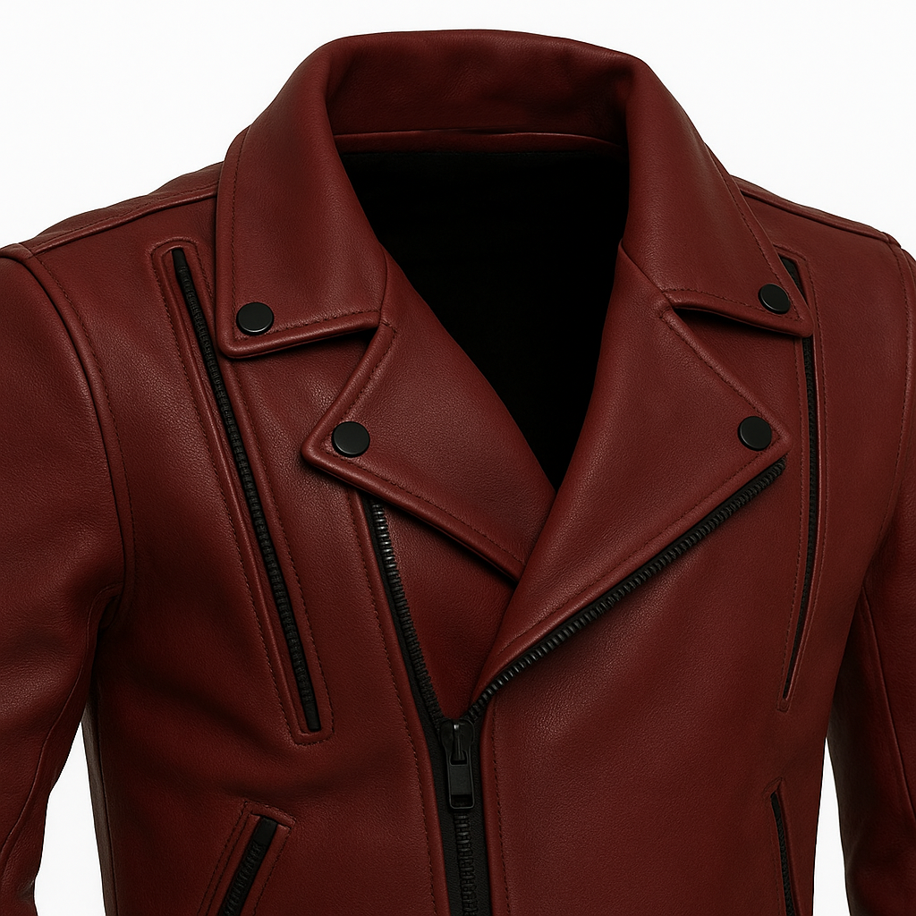 Scarlet Steel Man's Motorcycle Leather Jacket