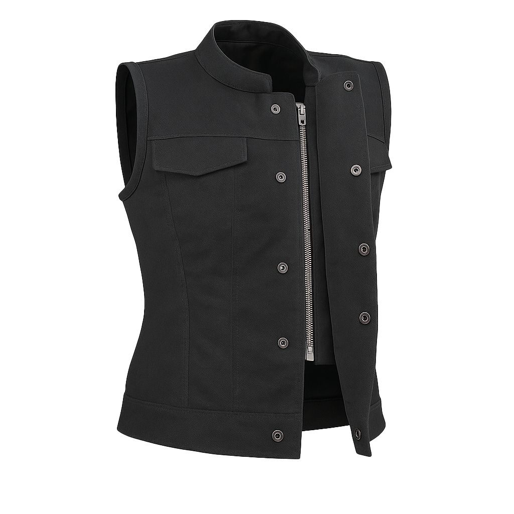 Dark Laddy Women's Leather Canvas Vest