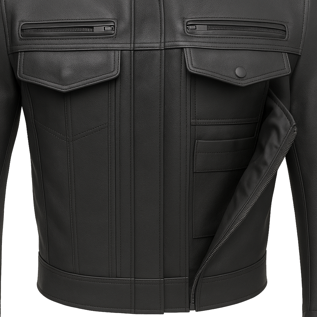 Stealth Commander Man's Motorcycle Leather Jacket