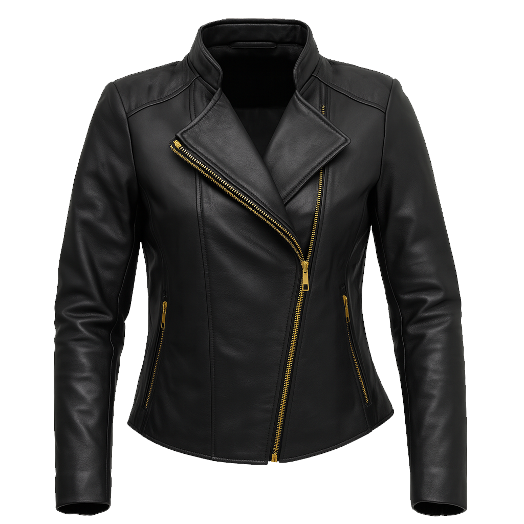Women's Asymmetrical Lambskin Leather Biker Jacket
