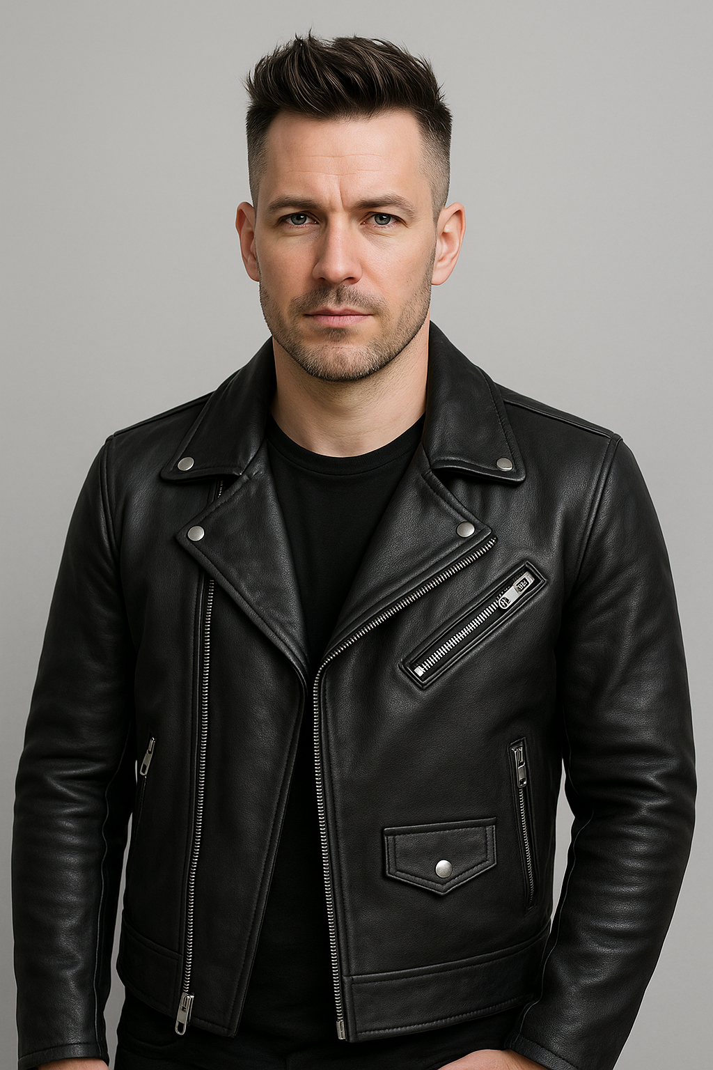 Midnight Moto Men's Motorcycle Leather Jacket