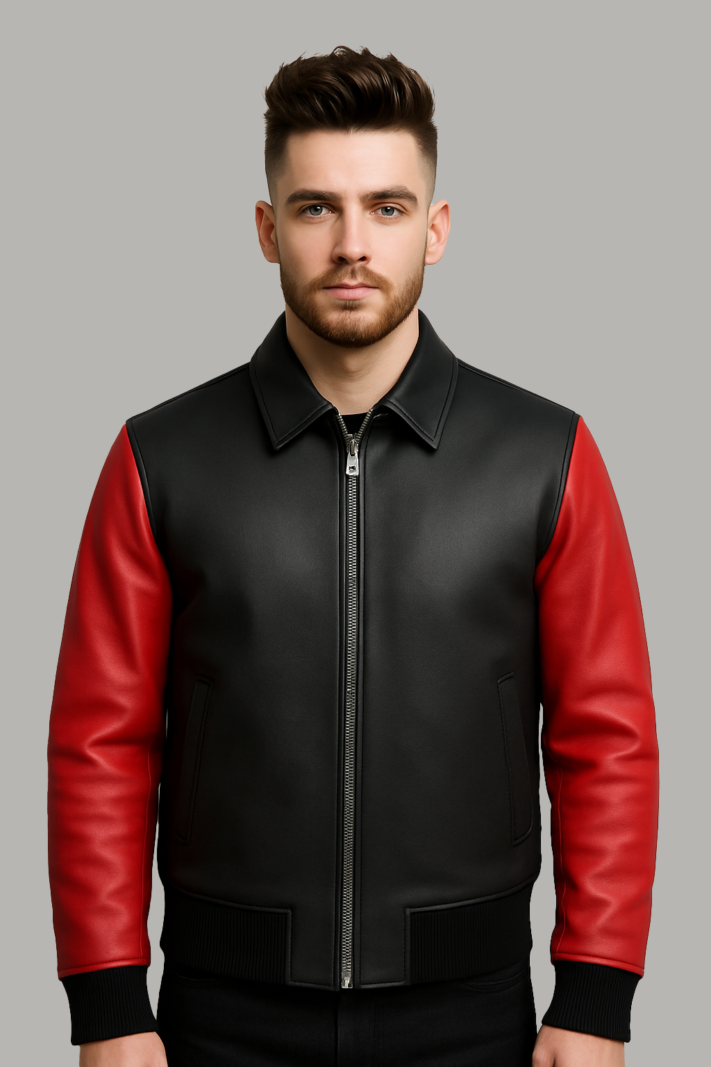 Blaze Bomber Two Tone Man's Motorcycle Leather Jacket