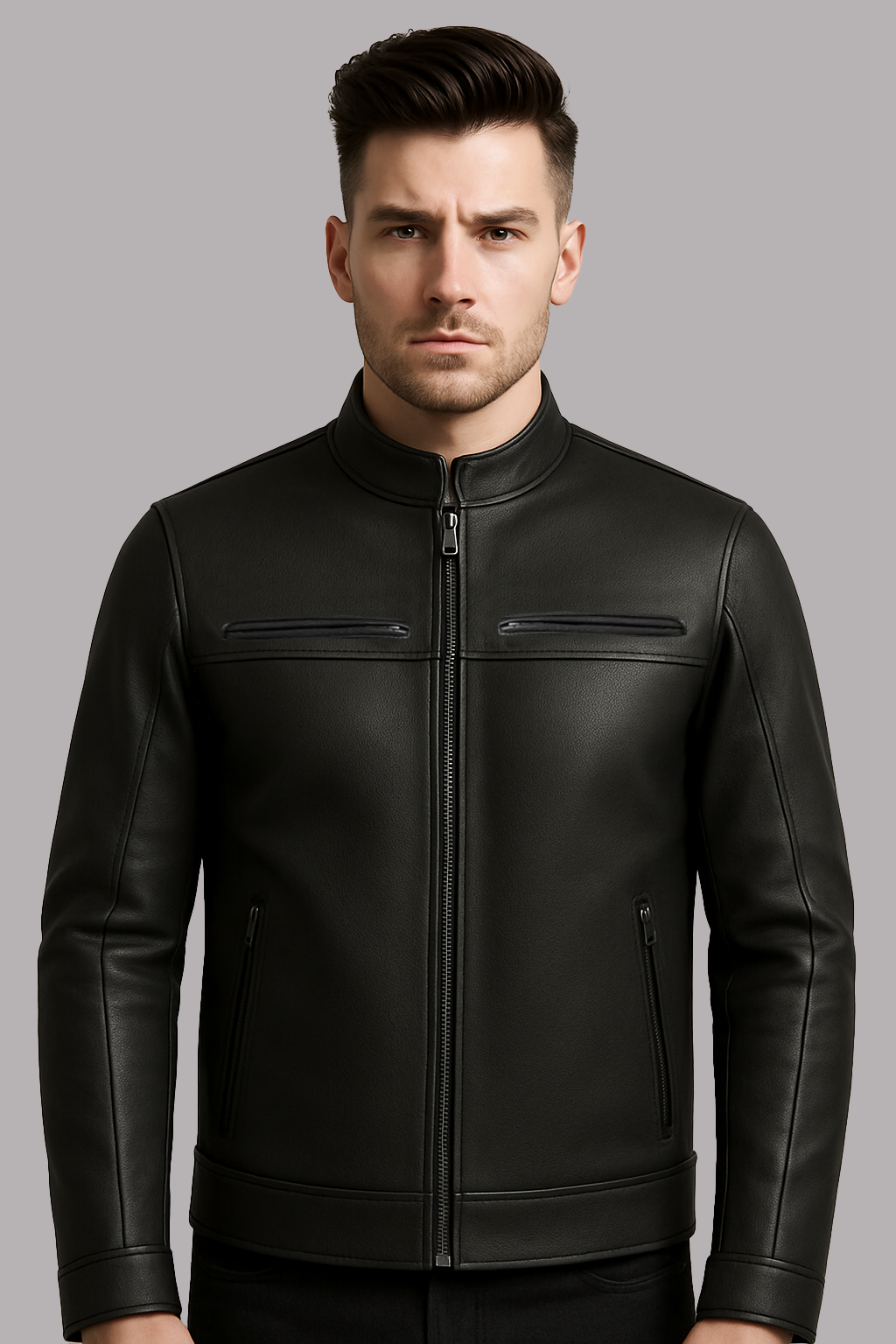 Carbon Phantom – Men's Leather Motorcycle Jacket