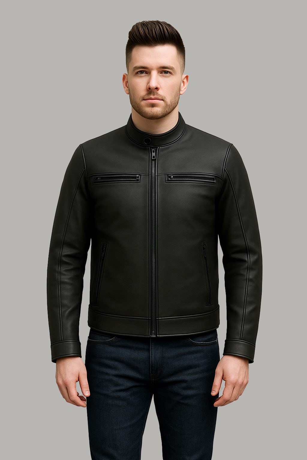 Black Rampage Man's Moto Leather Jacket