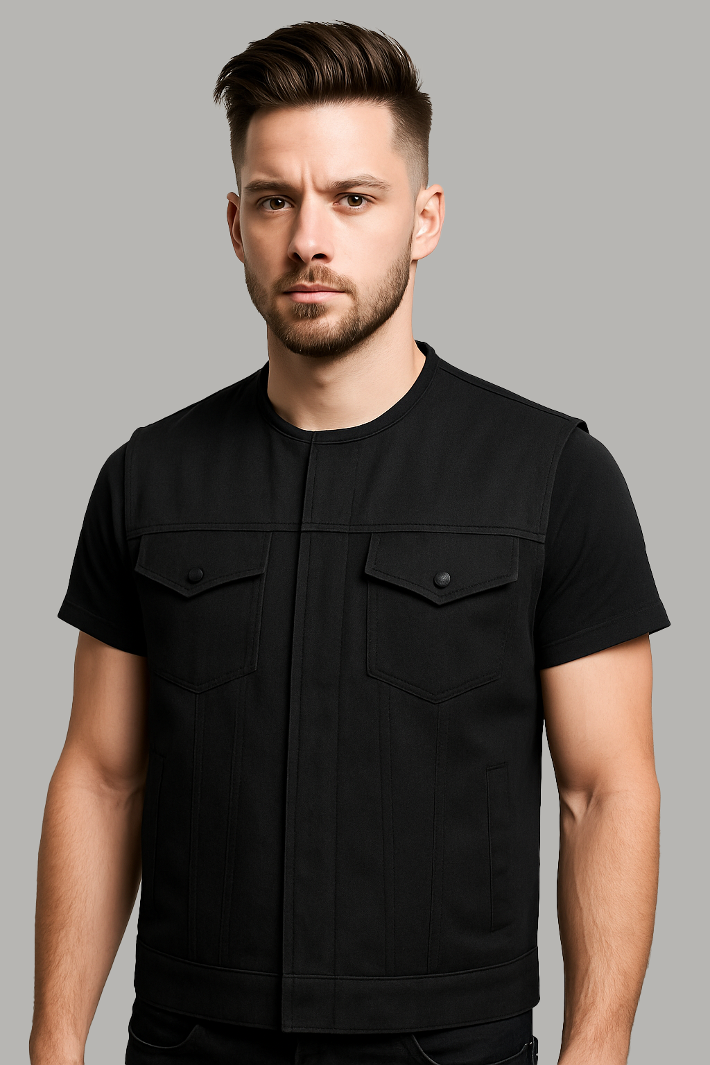 Midnight Forge – Men's Motorcycle Denim Vest