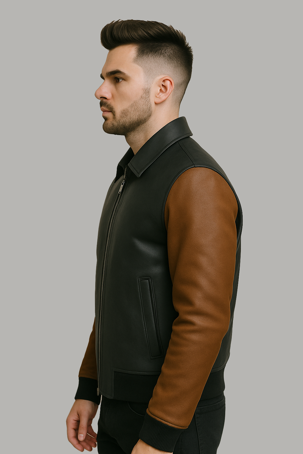 Blaze Bomber Two Tone Man's Motorcycle Leather Jacket