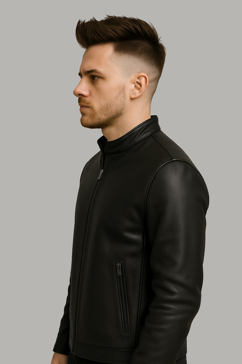 Prime Edge – Men's Motorcycle Café Style Leather Jacket