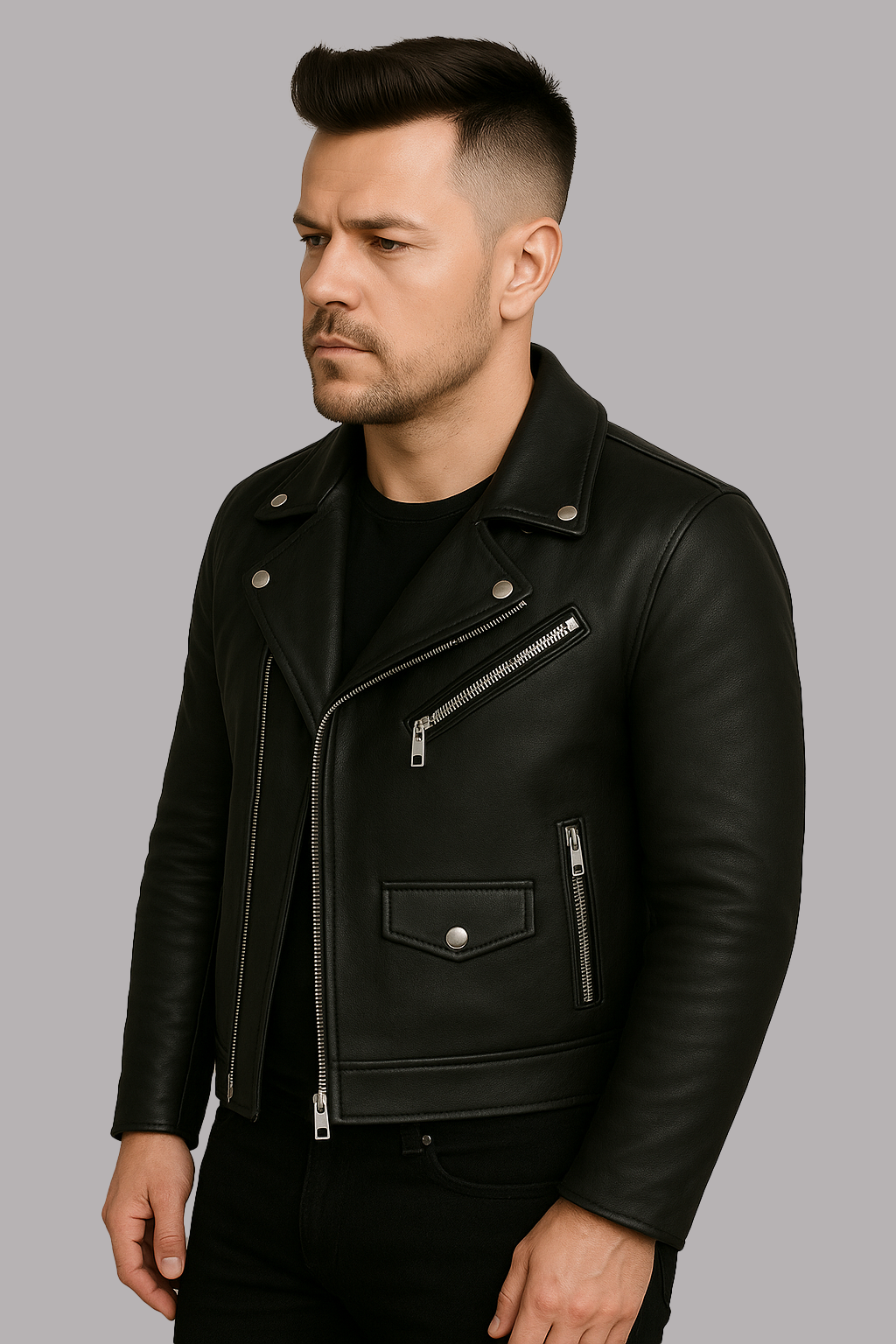 Midnight Moto Men's Motorcycle Leather Jacket