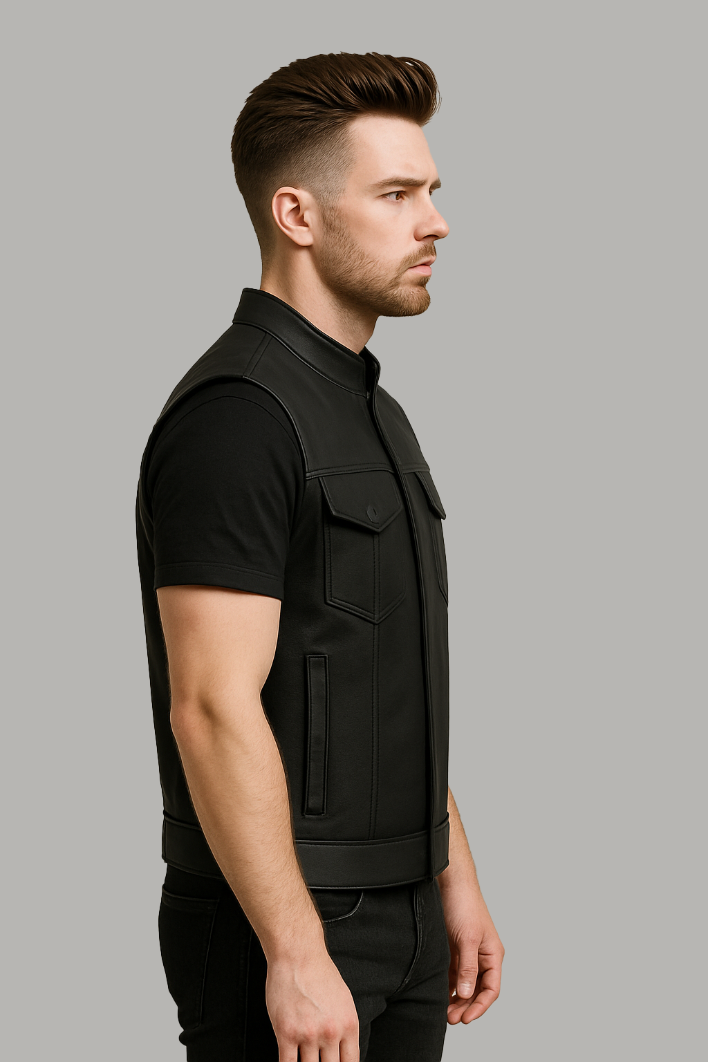 Vigilante - Men's Platinum Leather Motorcycle Vest