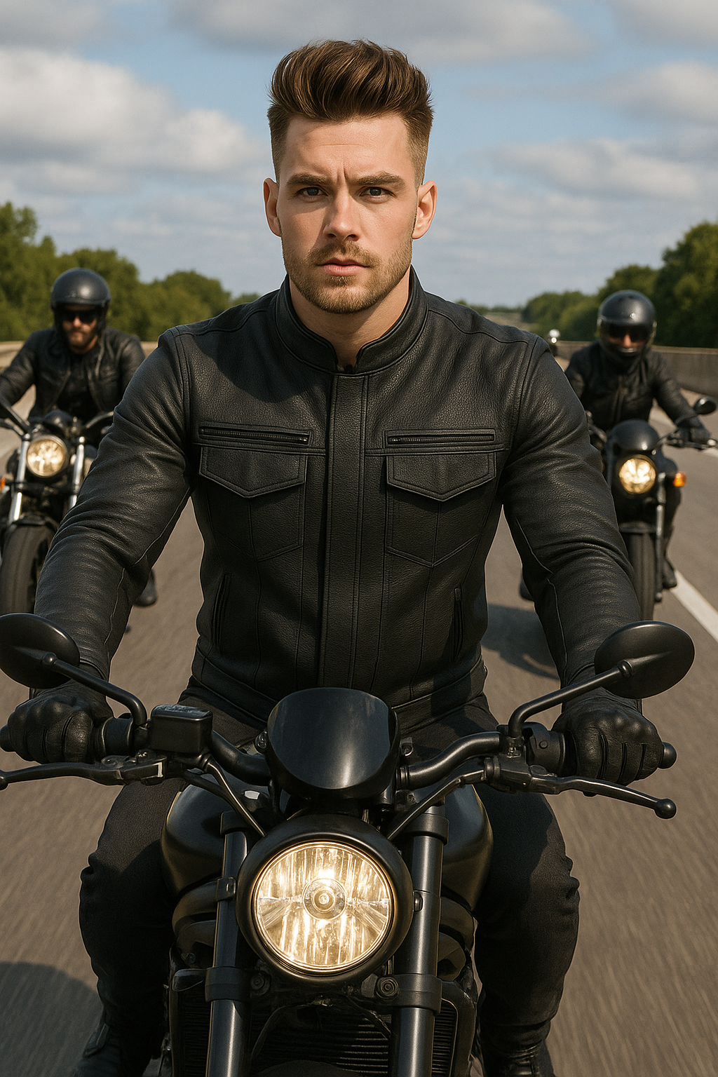 Stealth Commander Man's Motorcycle Leather Jacket