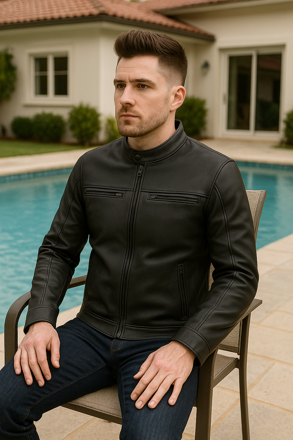 Black Rampage Man's Moto Leather Jacket