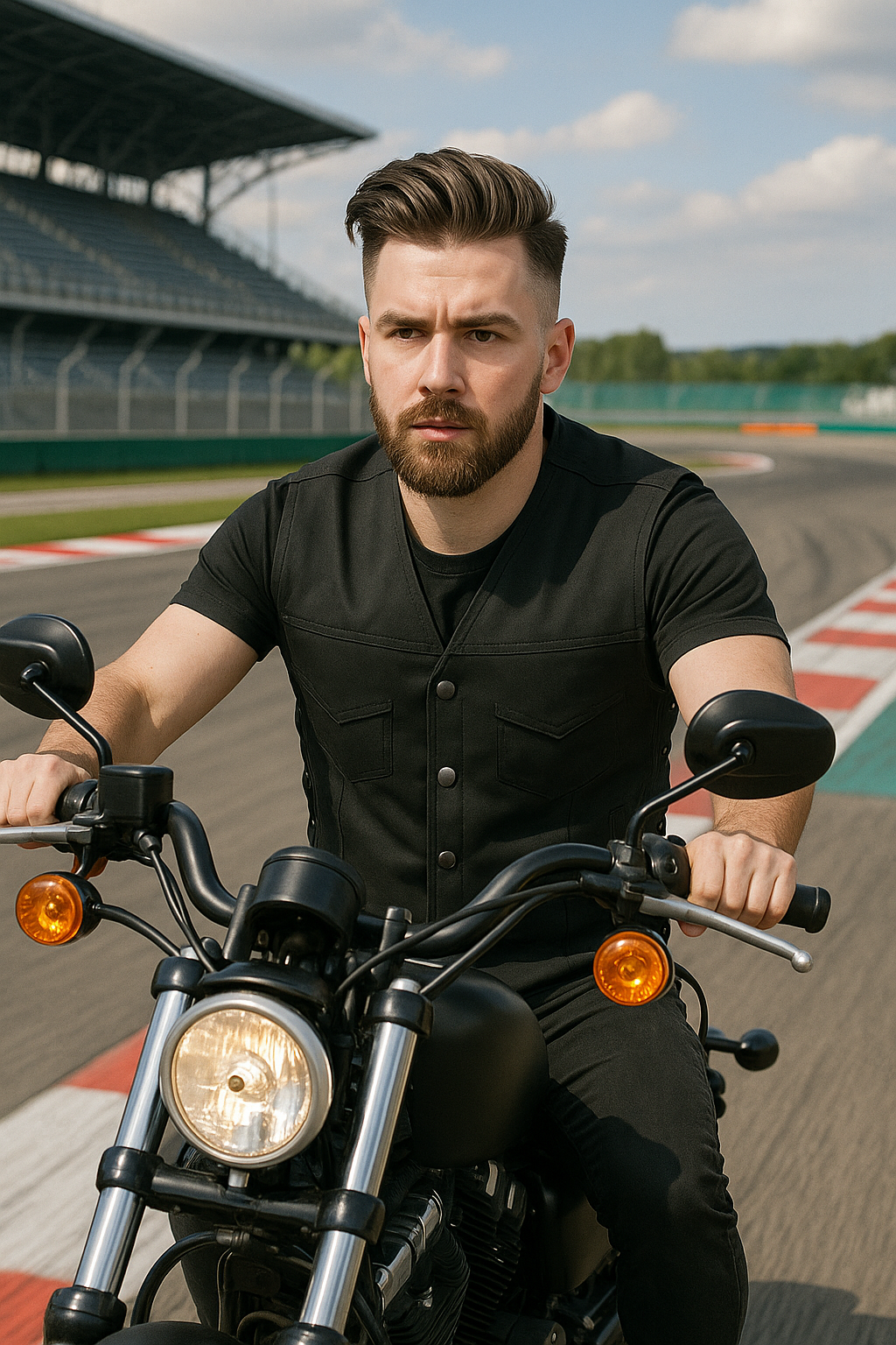 Black Phantom - Men's Motorcycle Twill Vest