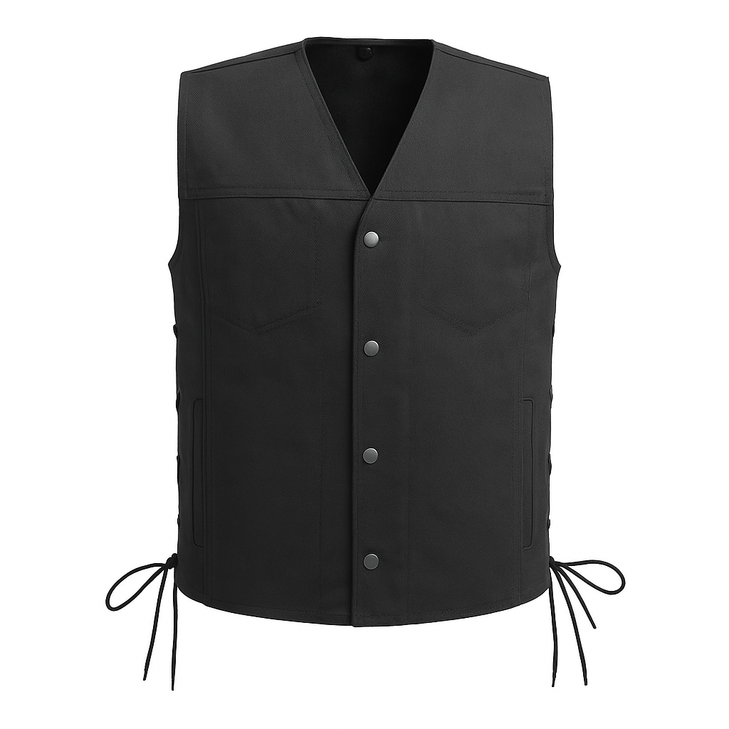 Black Phantom - Men's Motorcycle Twill Vest
