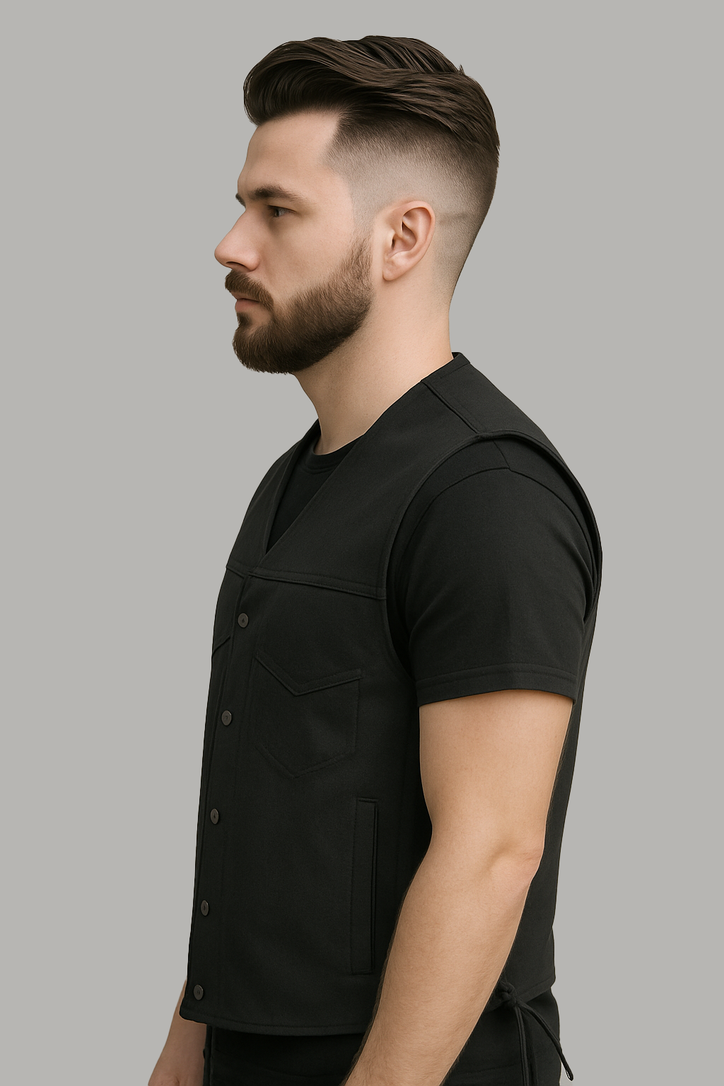 Black Phantom - Men's Motorcycle Twill Vest