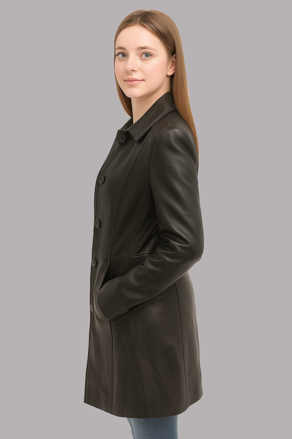 black leather jacket women slim fit stylish premium design