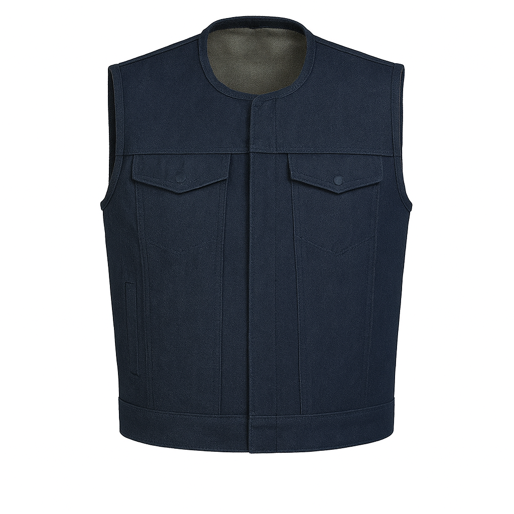 Midnight Forge – Men's Motorcycle Denim Vest