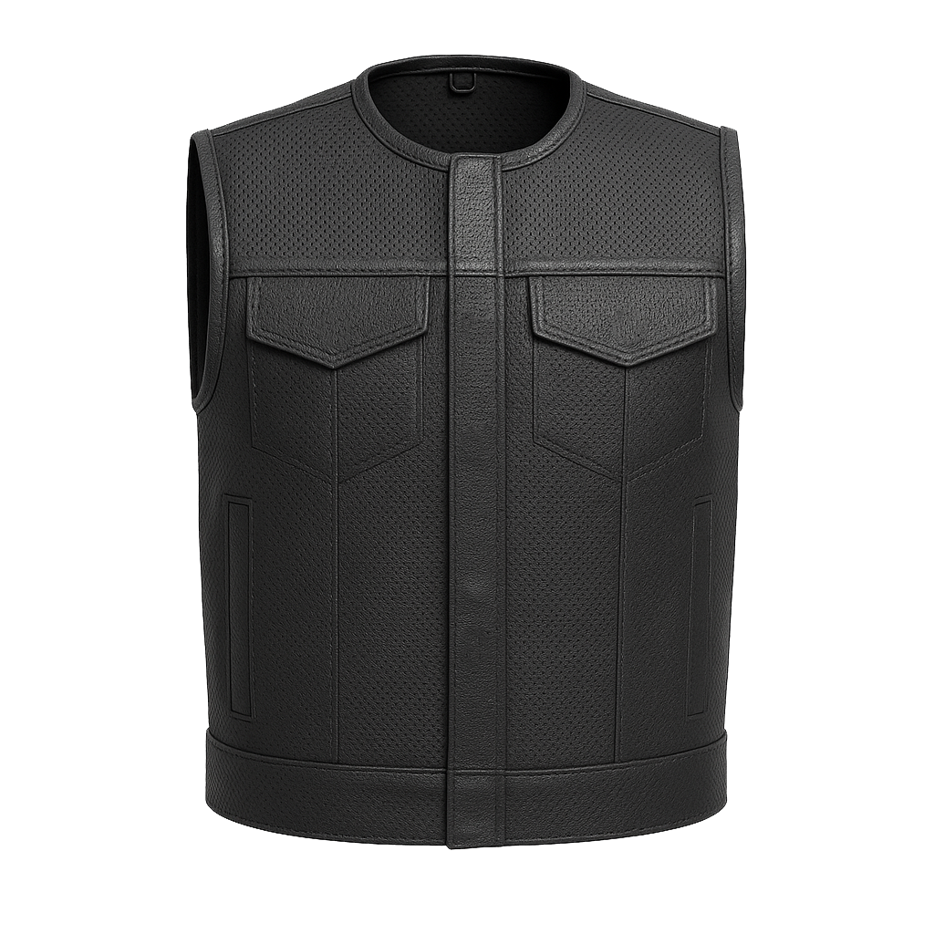 Nightwolf - Men's Motorcycle Perforated Leather Vest