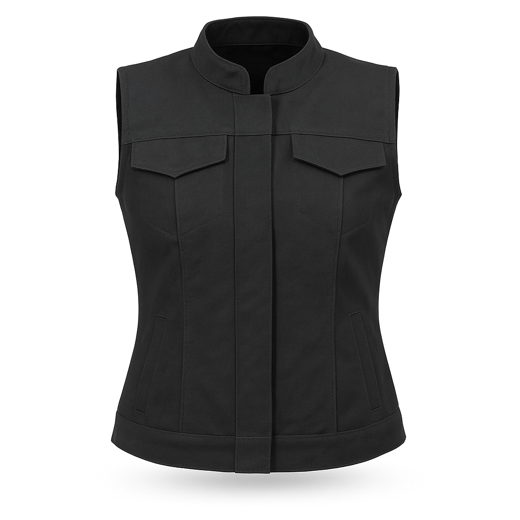 Dark Laddy Women's Leather Canvas Vest