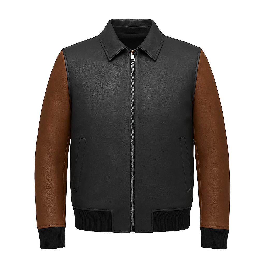 Blaze Bomber Two Tone Man's Motorcycle Leather Jacket