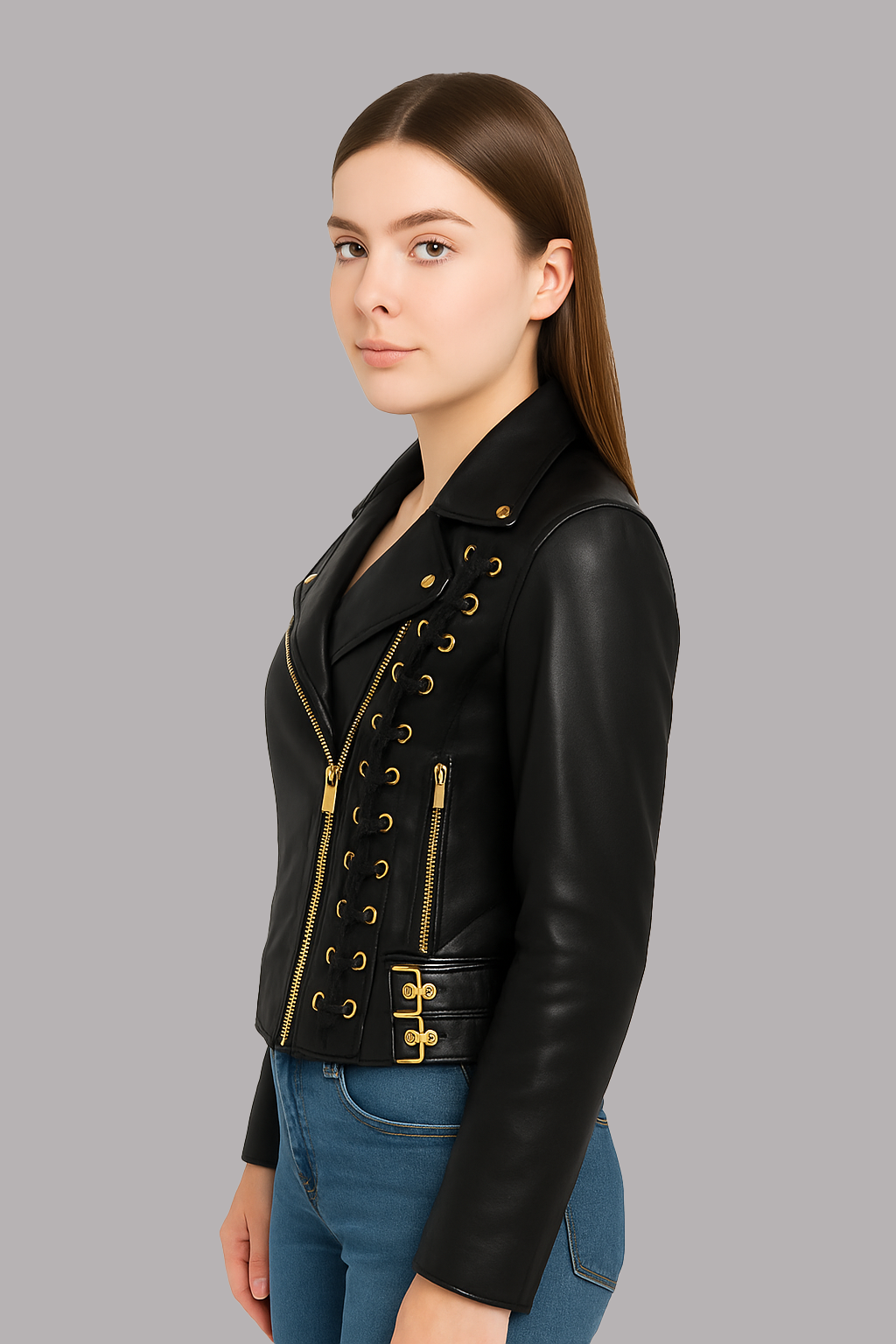 Sierra Storm Women's Moto Style Leather Jacket