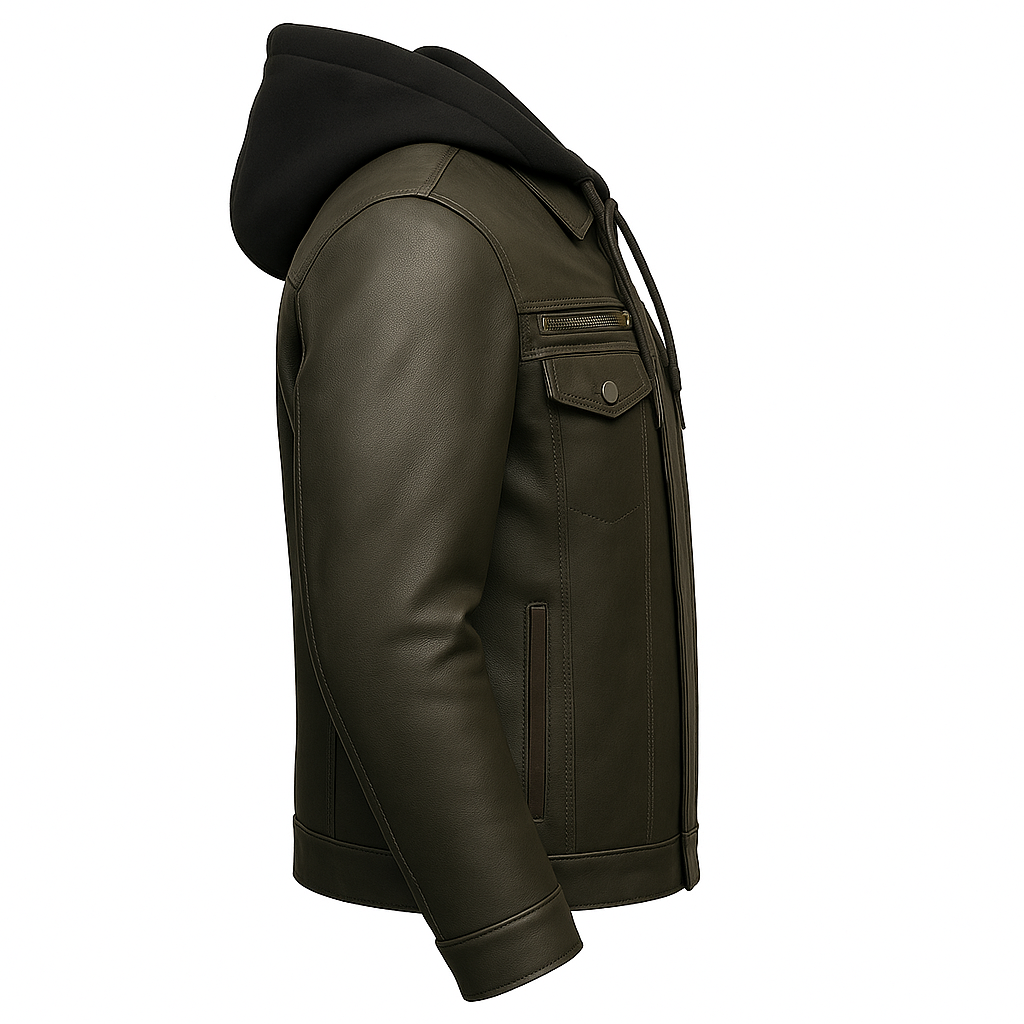 Wraith Hood Men's Leather Hoodied Jacket