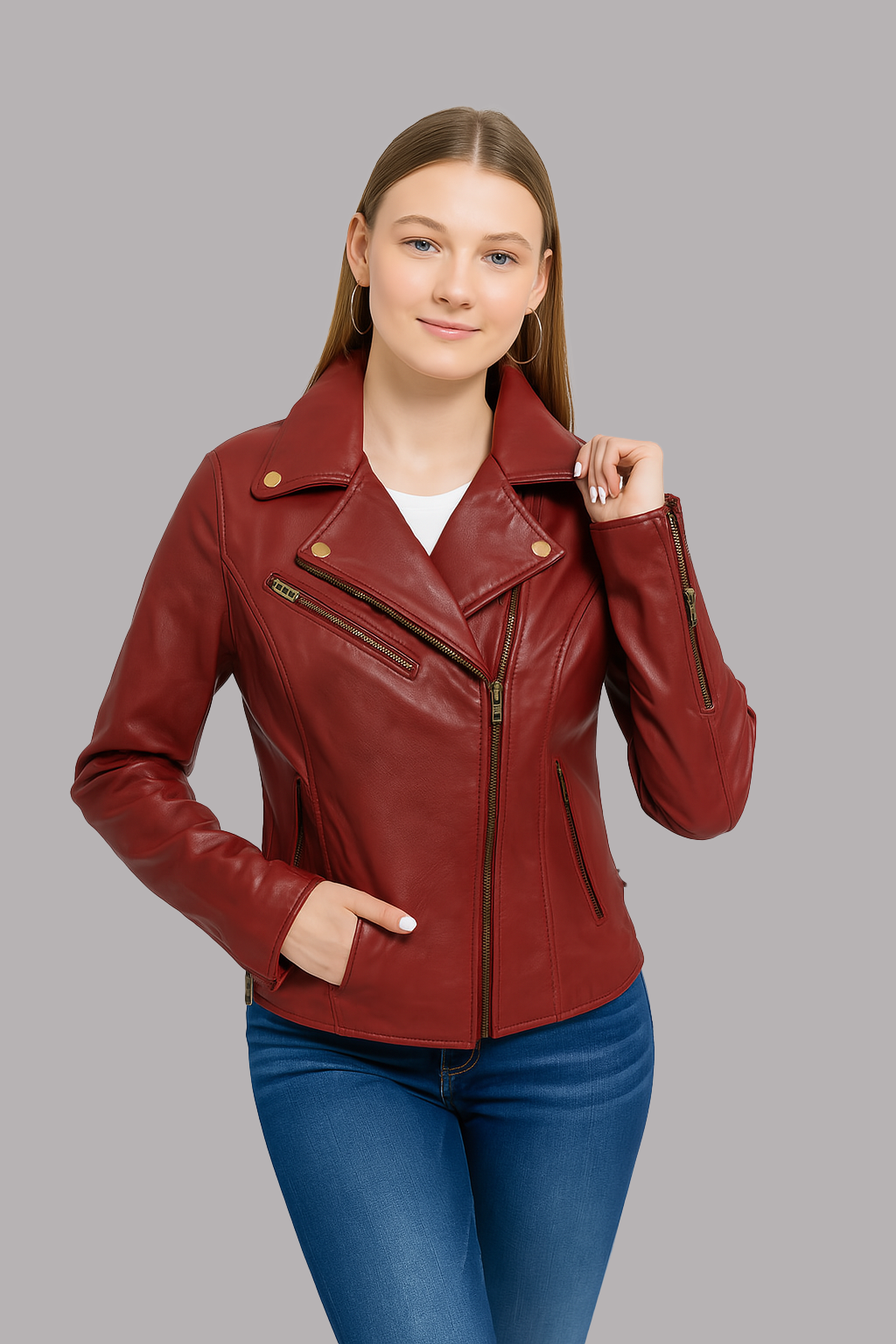 Yva Belle Fashion Lambskin Leather Jacket