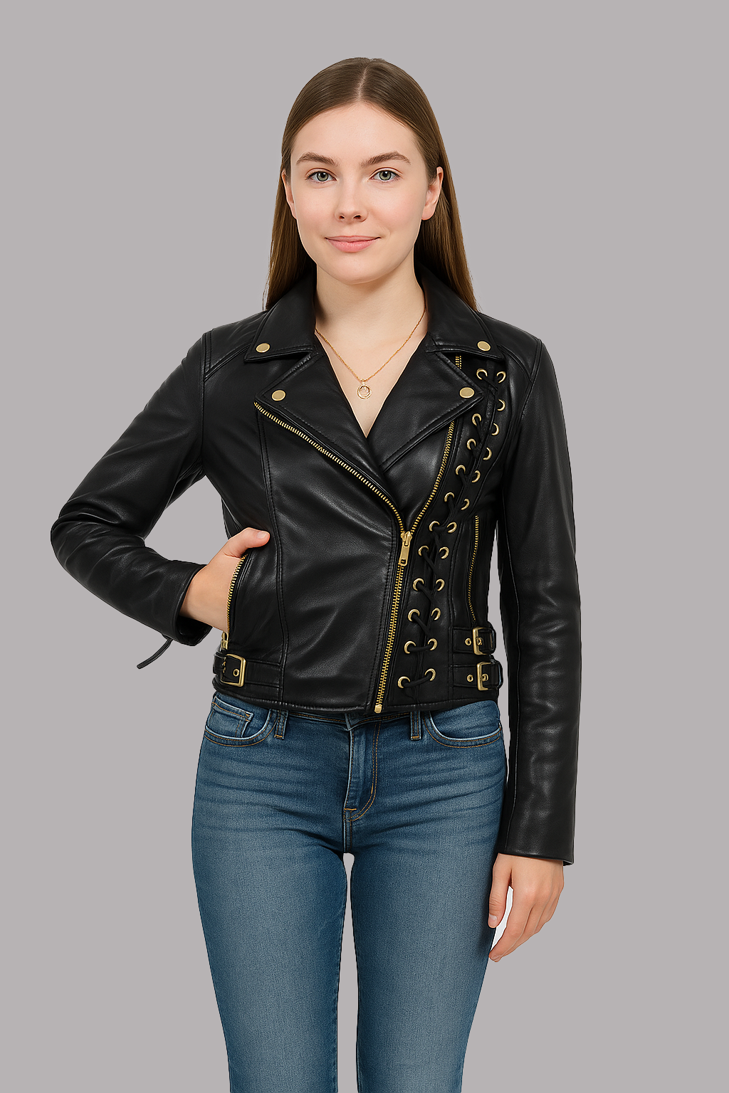 Sierra Storm Women's Moto Style Leather Jacket