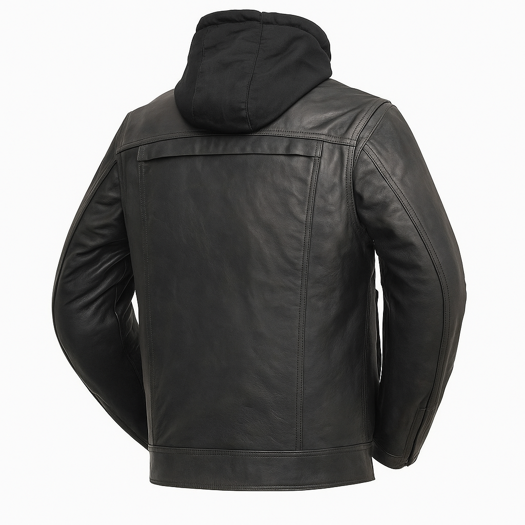 Wraith Hood Men's Leather Hoodied Jacket