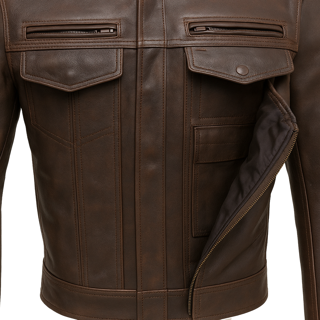 Stealth Commander Man's Motorcycle Leather Jacket