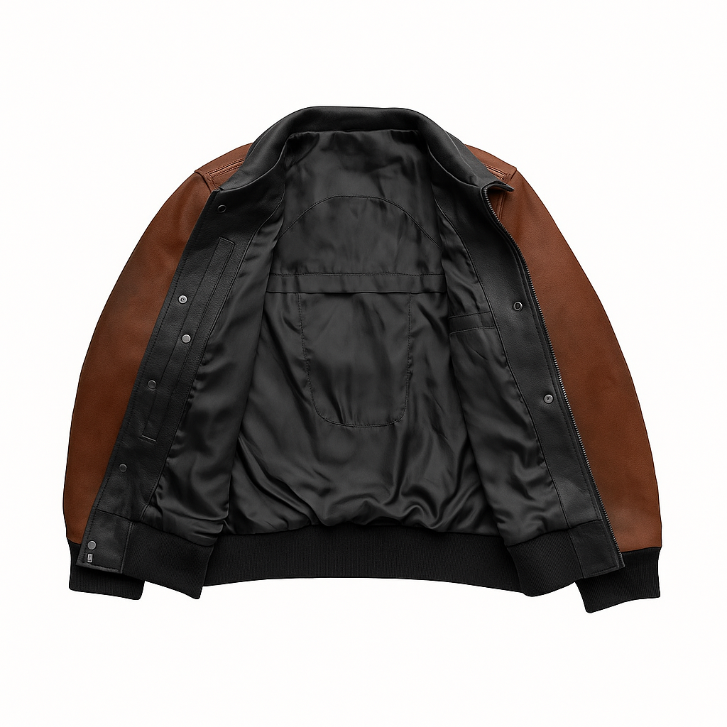 Blaze Bomber Two Tone Man's Motorcycle Leather Jacket