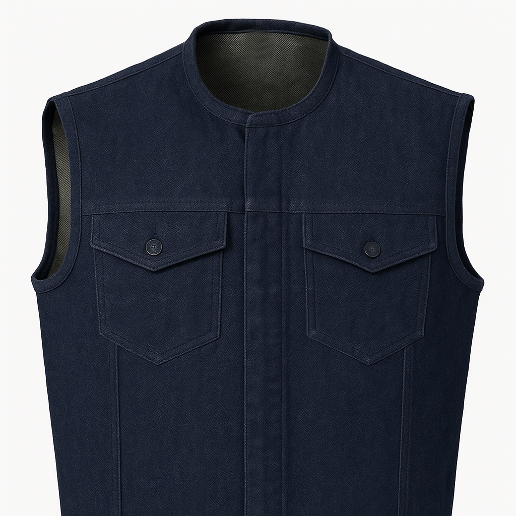 Midnight Forge – Men's Motorcycle Denim Vest