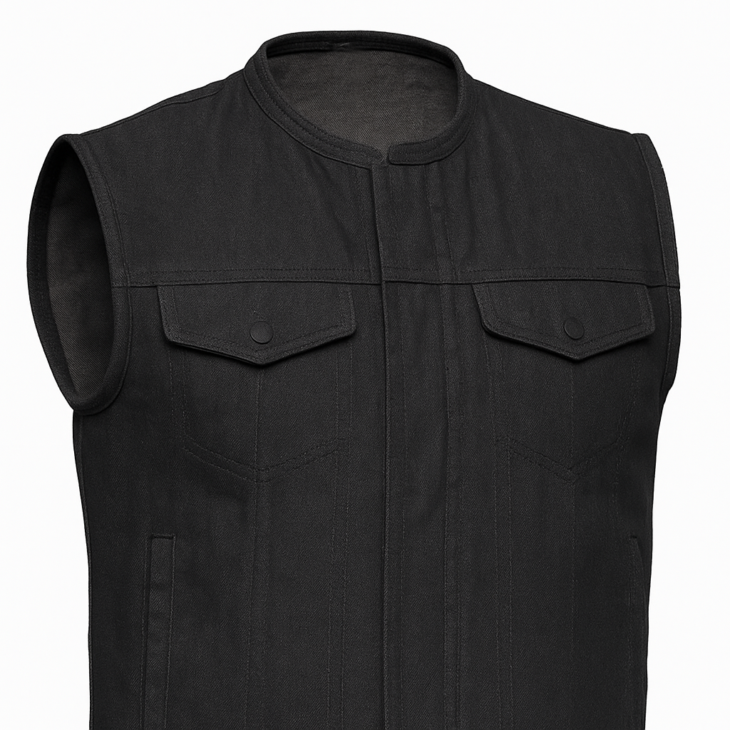 Midnight Forge – Men's Motorcycle Denim Vest