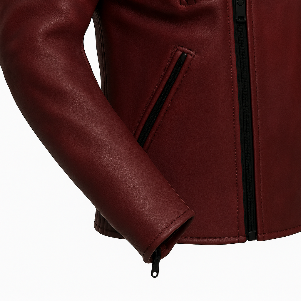 Scarlet Steel Man's Motorcycle Leather Jacket