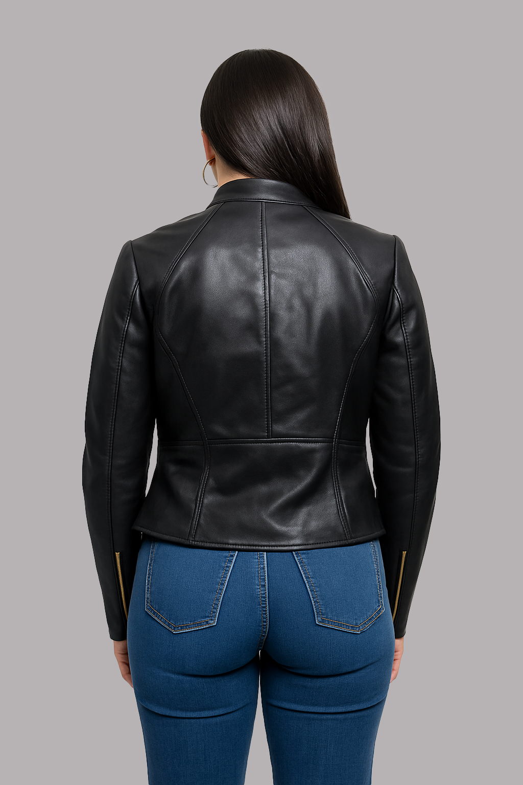 Women's Asymmetrical Lambskin Leather Biker Jacket