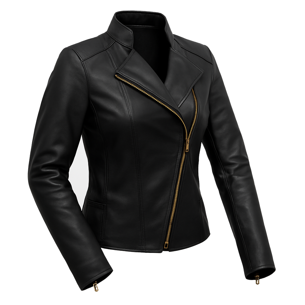 Women's Asymmetrical Lambskin Leather Biker Jacket
