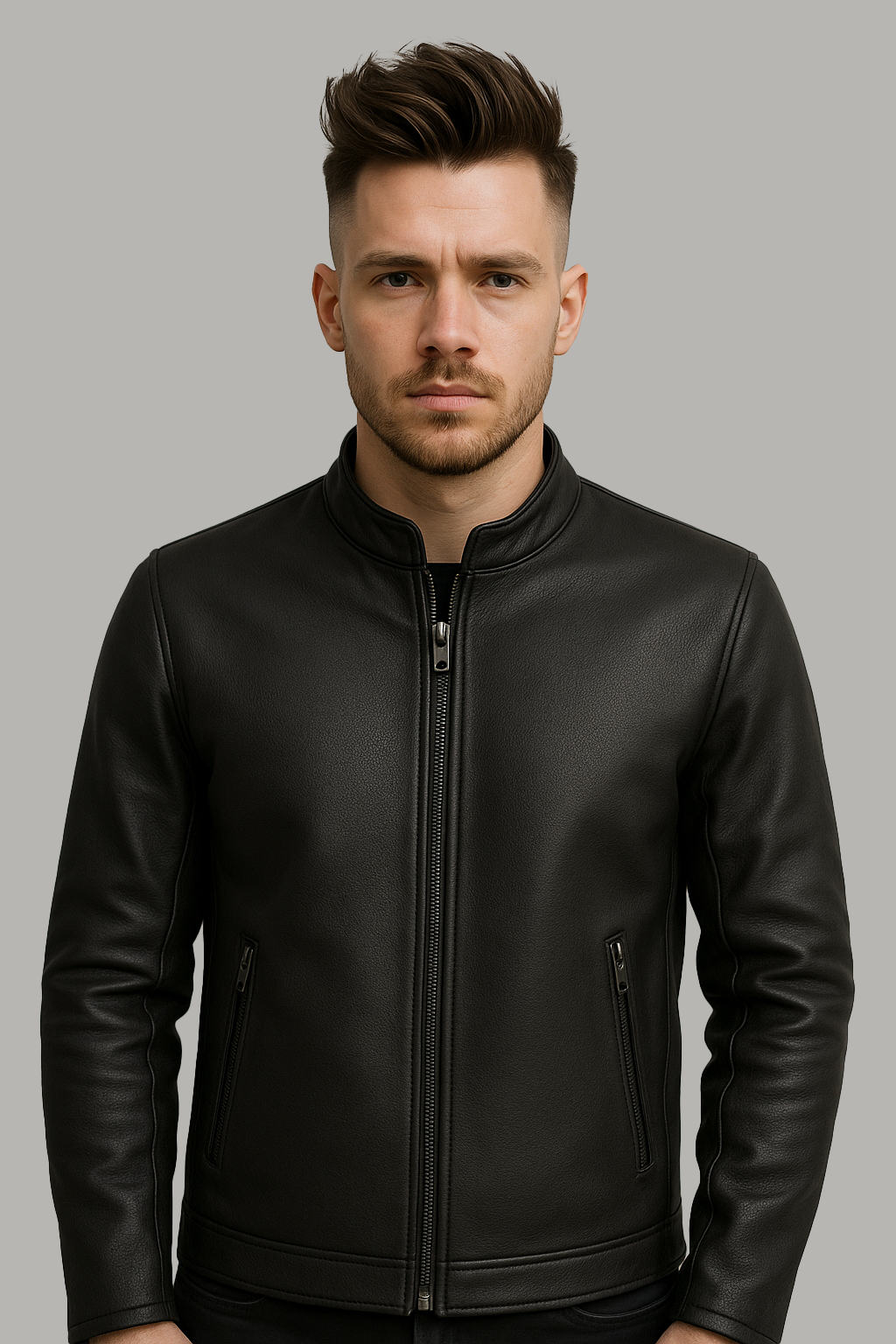 Prime Edge – Men's Motorcycle Café Style Leather Jacket