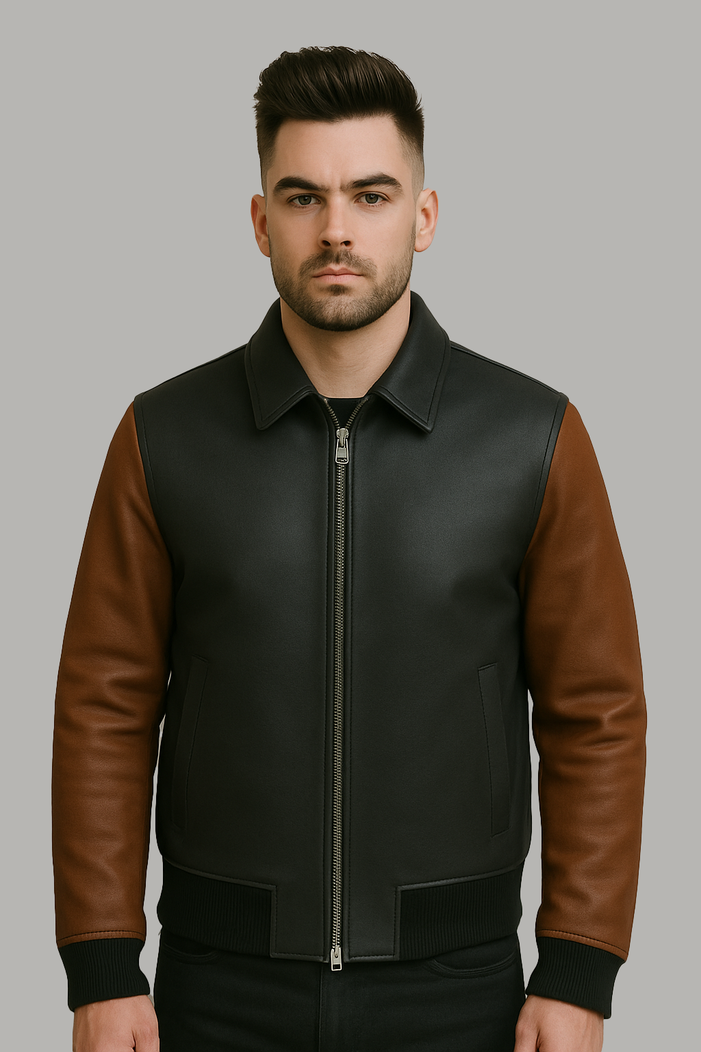 Blaze Bomber Two Tone Man's Motorcycle Leather Jacket