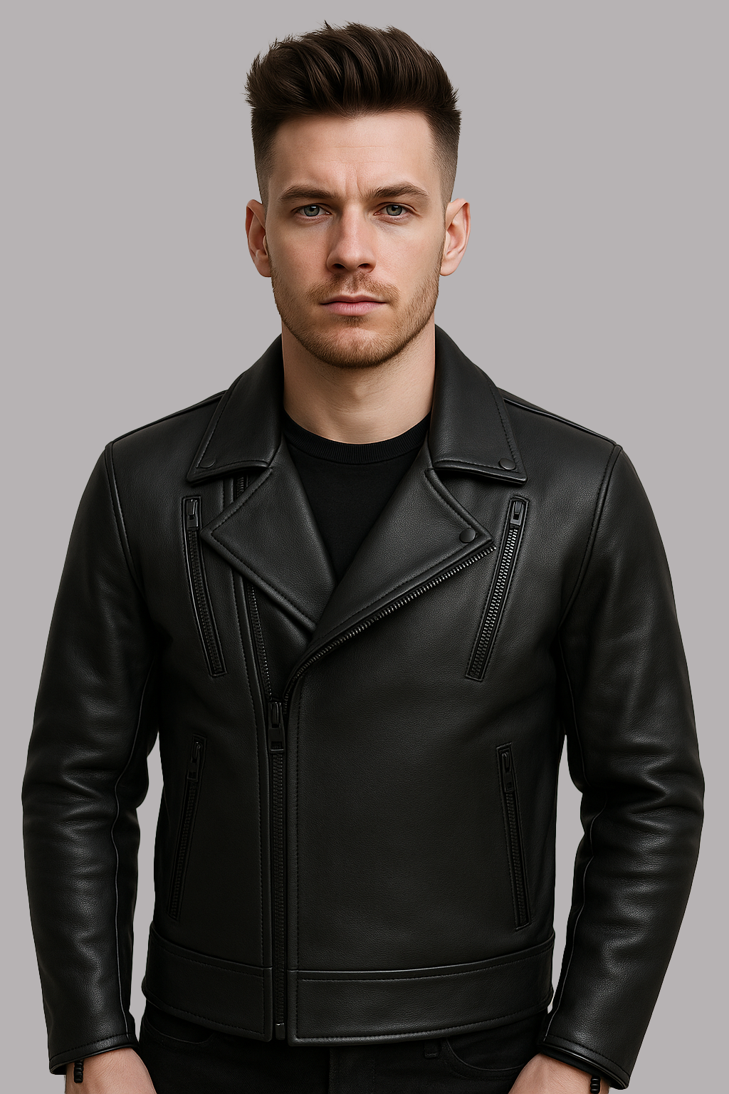 Scarlet Steel Man's Motorcycle Leather Jacket