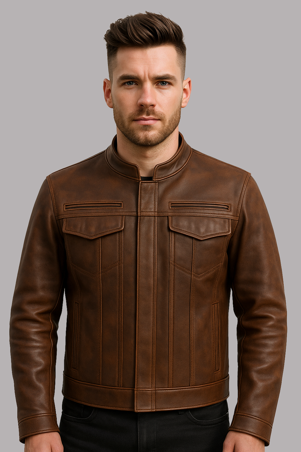 Stealth Commander Man's Motorcycle Leather Jacket