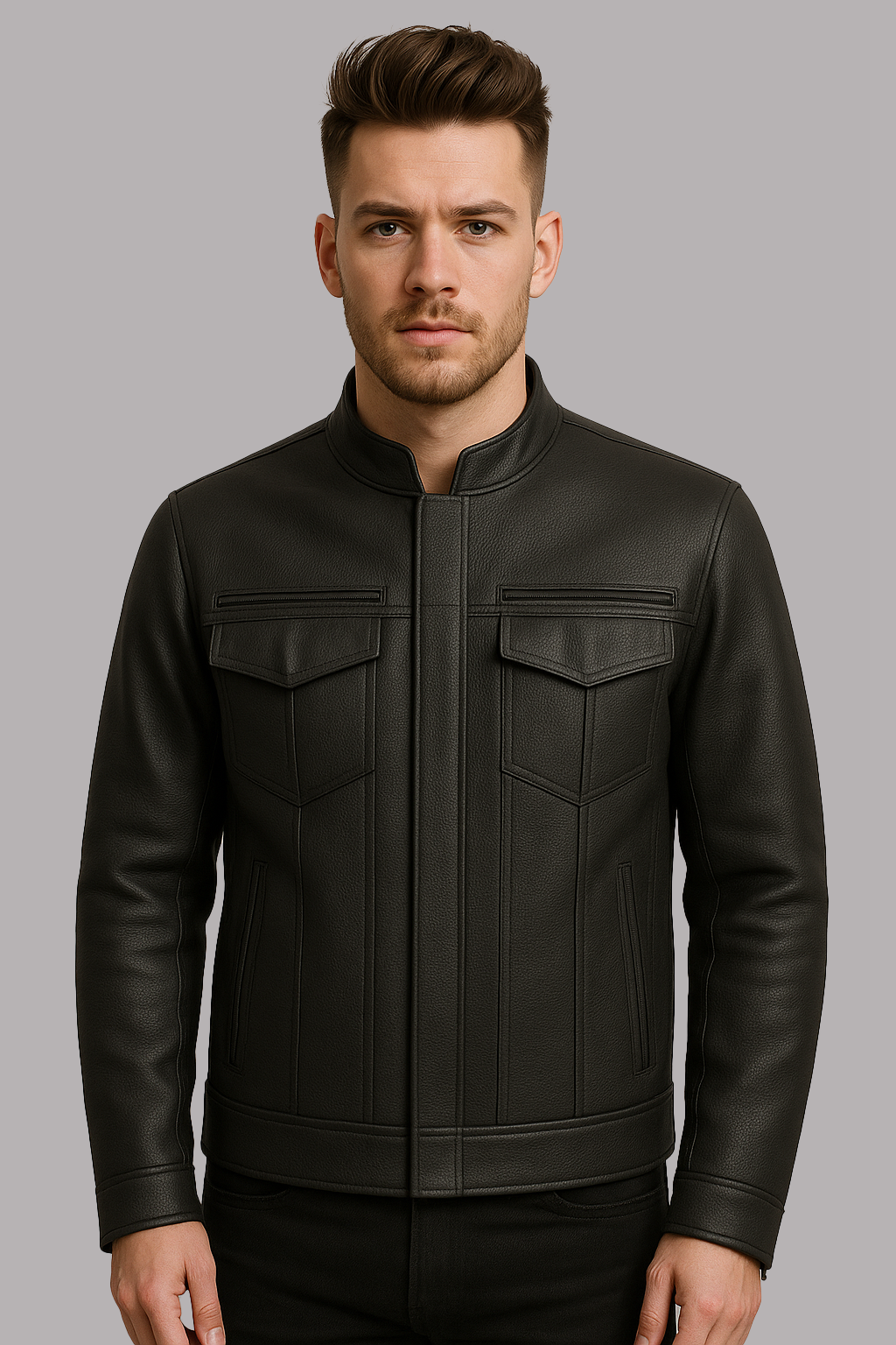 Stealth Commander Man's Motorcycle Leather Jacket