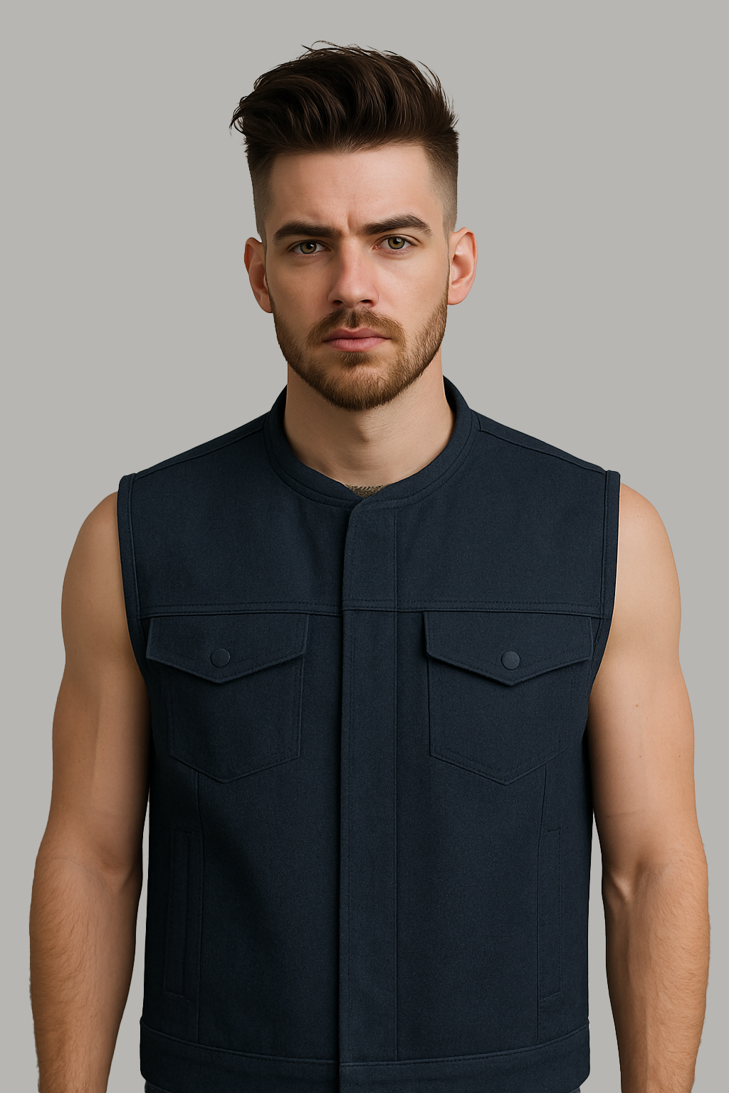 Midnight Forge – Men's Motorcycle Denim Vest