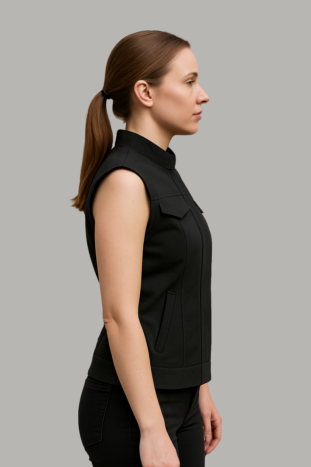 Dark Laddy Women's Leather Canvas Vest