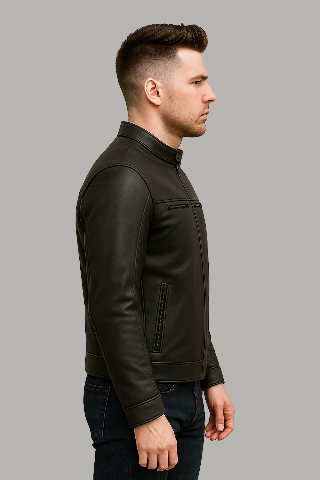 Black Rampage Man's Moto Leather Jacket