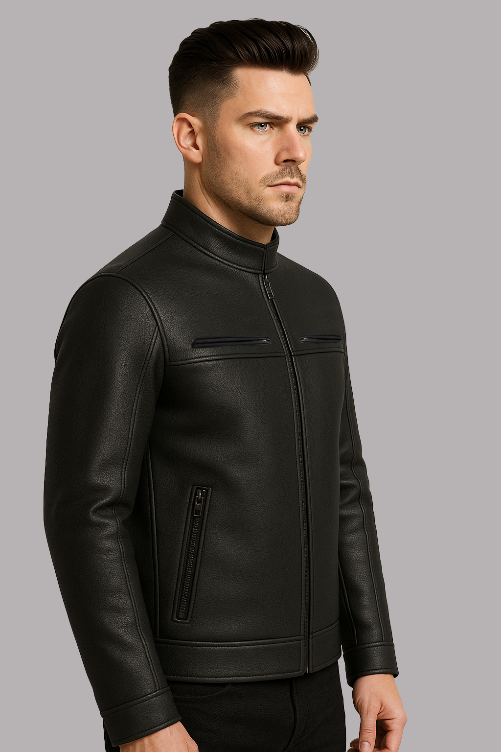 Carbon Phantom – Men's Leather Motorcycle Jacket
