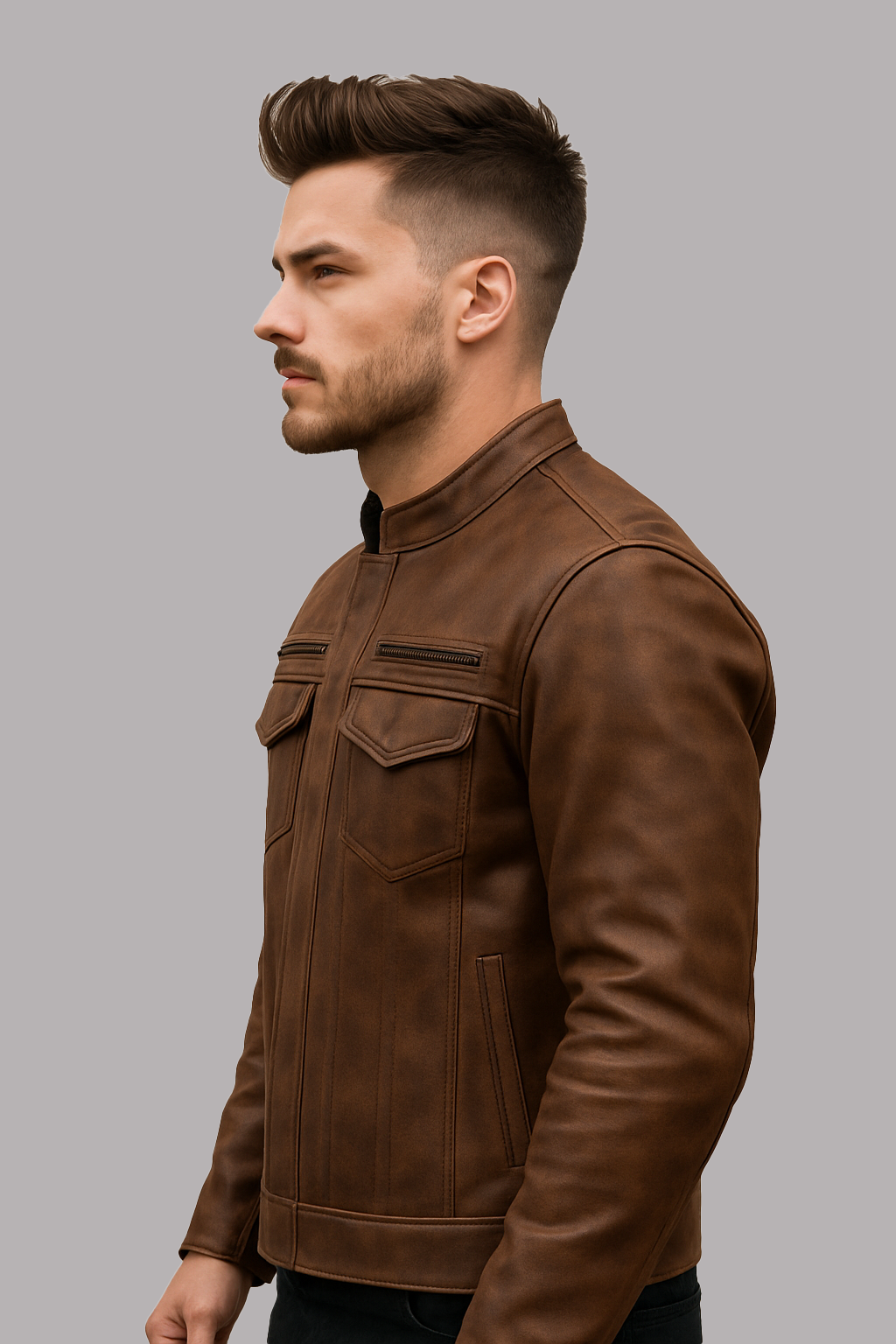 Stealth Commander Man's Motorcycle Leather Jacket