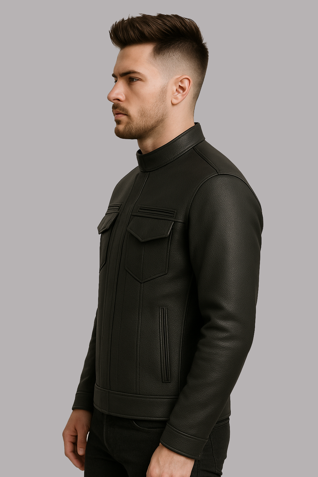 Stealth Commander Man's Motorcycle Leather Jacket