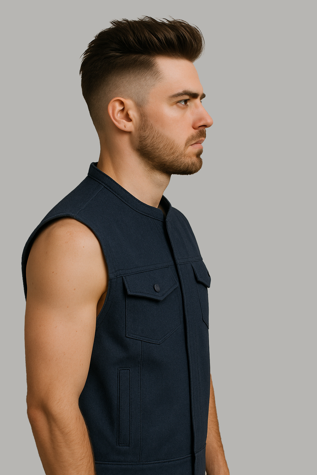 Midnight Forge – Men's Motorcycle Denim Vest