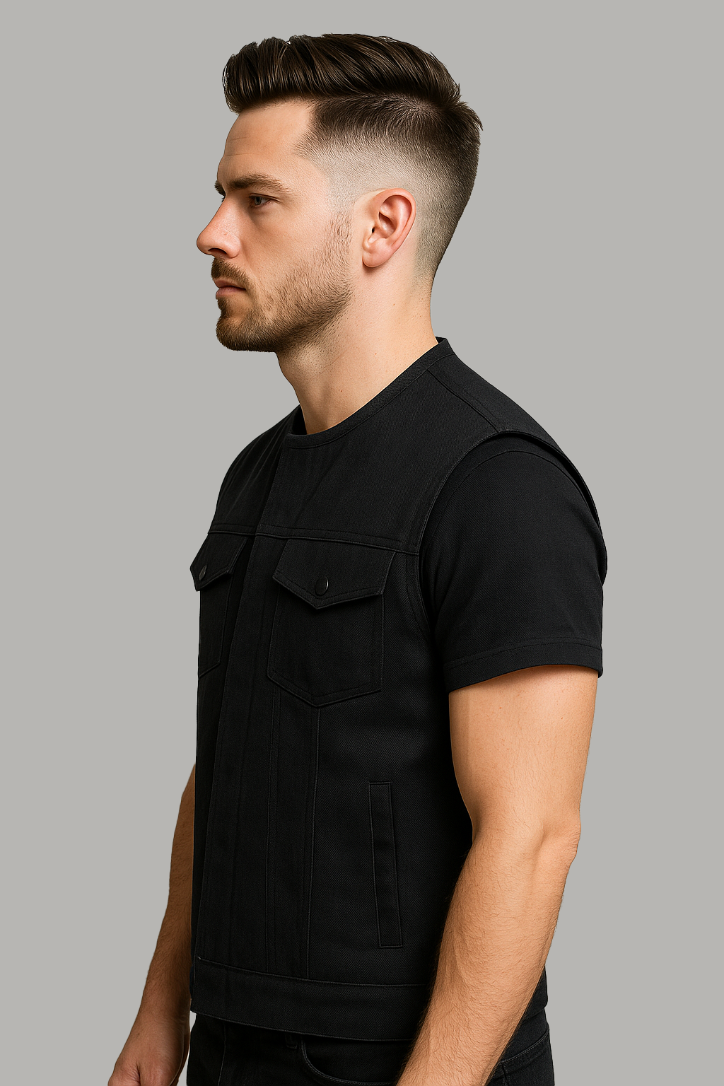Midnight Forge – Men's Motorcycle Denim Vest