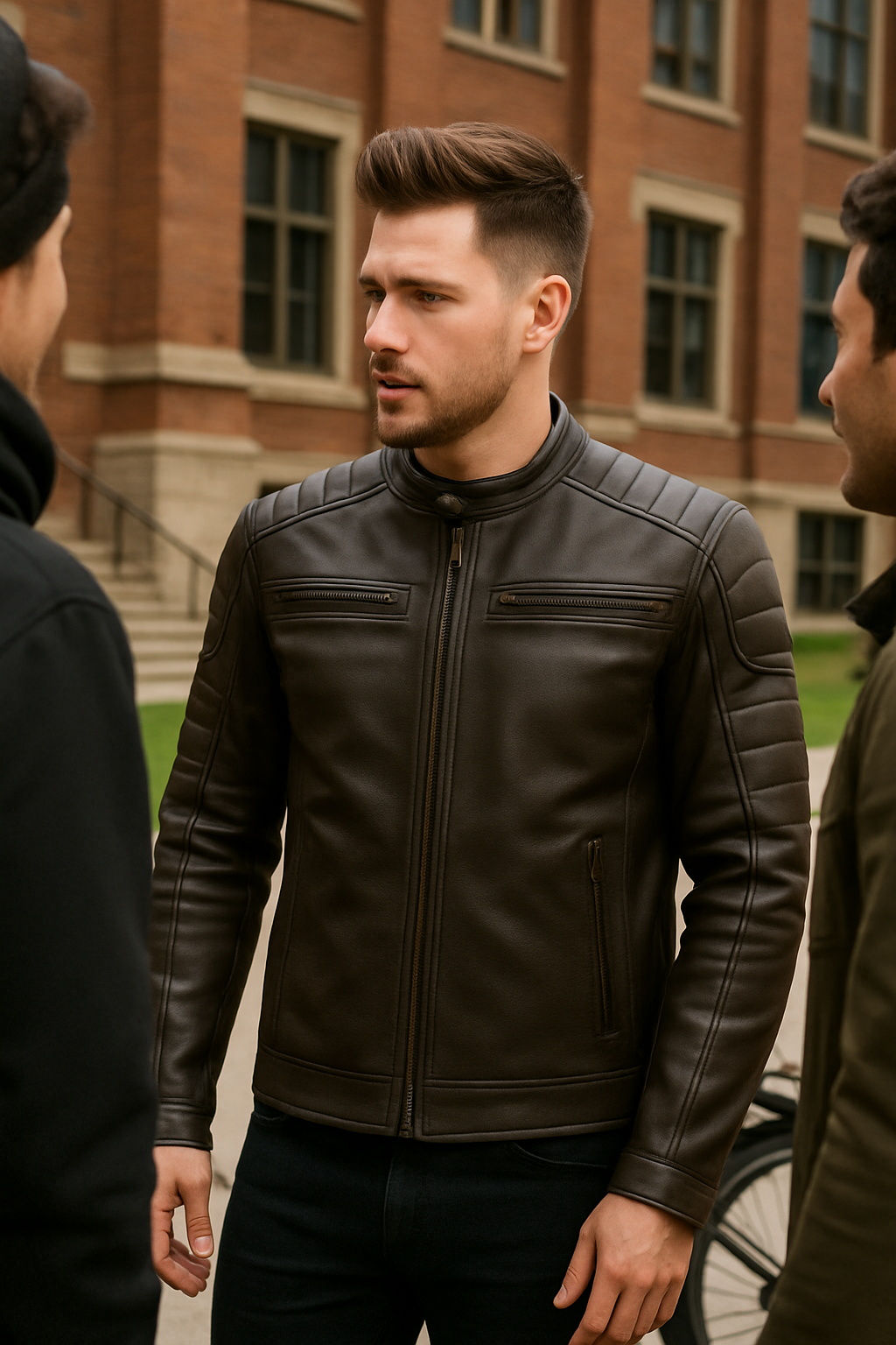 Wraith Hood Men's Leather Hoodied Jacket