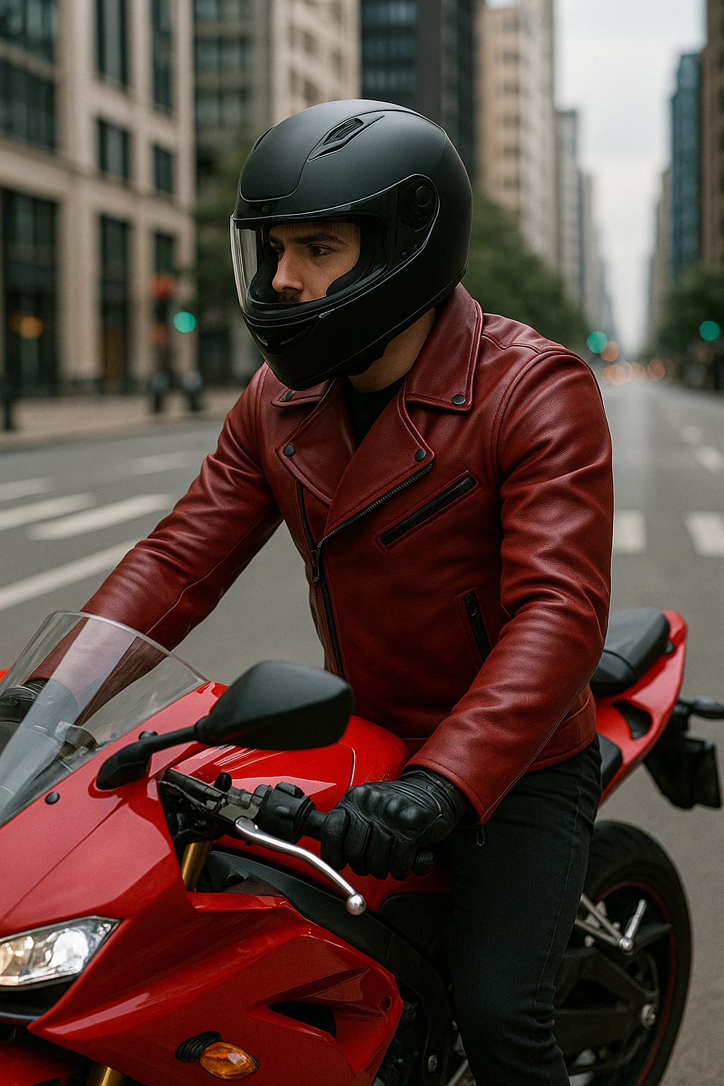 Scarlet Steel Man's Motorcycle Leather Jacket